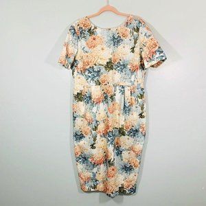 ASOS Pale Pink Peonies Floral Print Midi Dress